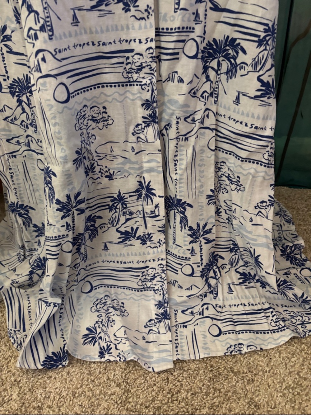 Calypso St. Barth Saint Tropez Tropical Coastal Toile Linen Blend Shirt Dress - Picture 4 of 14